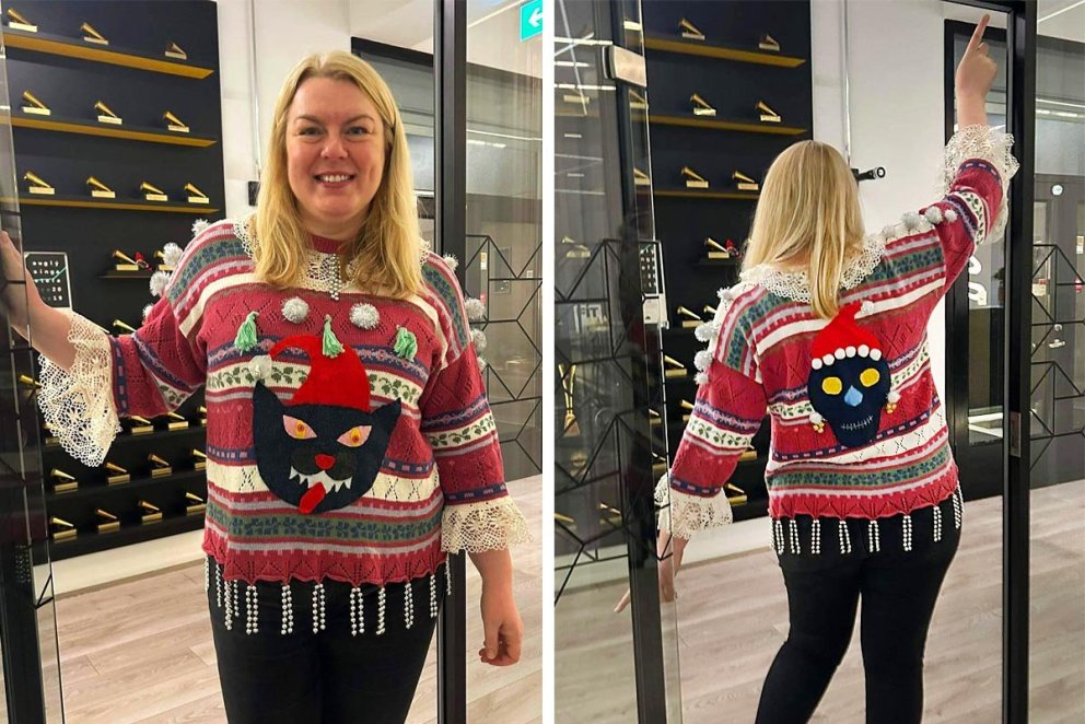 Inga Heiða sportar Jólakettinum að framan og leynivopninu að aftan. AÐSENDAR MYNDIR