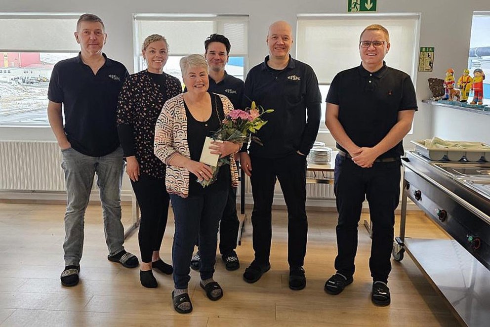 Ingibjörg Axels ásamt fulltrúum FISK Seafood. MYND: FISK.IA