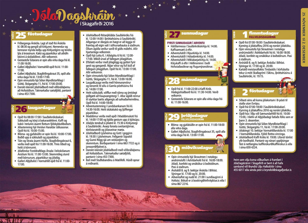 Hér er rétta dagskráin fyrir næstu vikuna í Skagafirði.