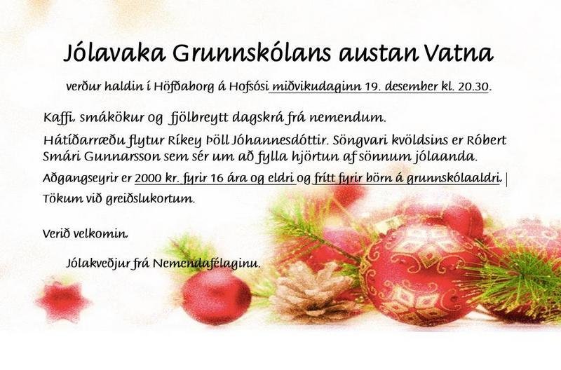 Jólavaka Grunnskólans austan Vatna á Hofsósi