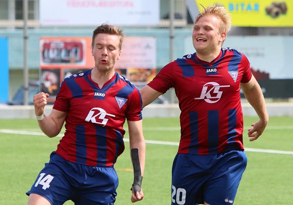 Jónas Aron og Halldór Broddi fagna marki þess fyrrnefnda. MYND: ÓAB