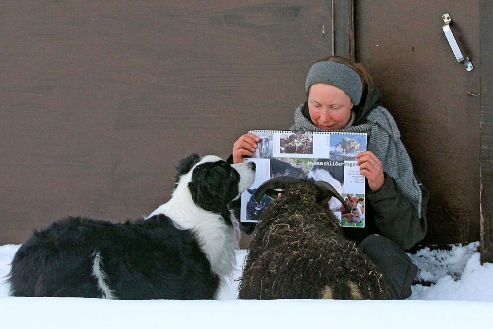 Karólína og félagar með dagatalið góða. MYND AF FACEBOOK