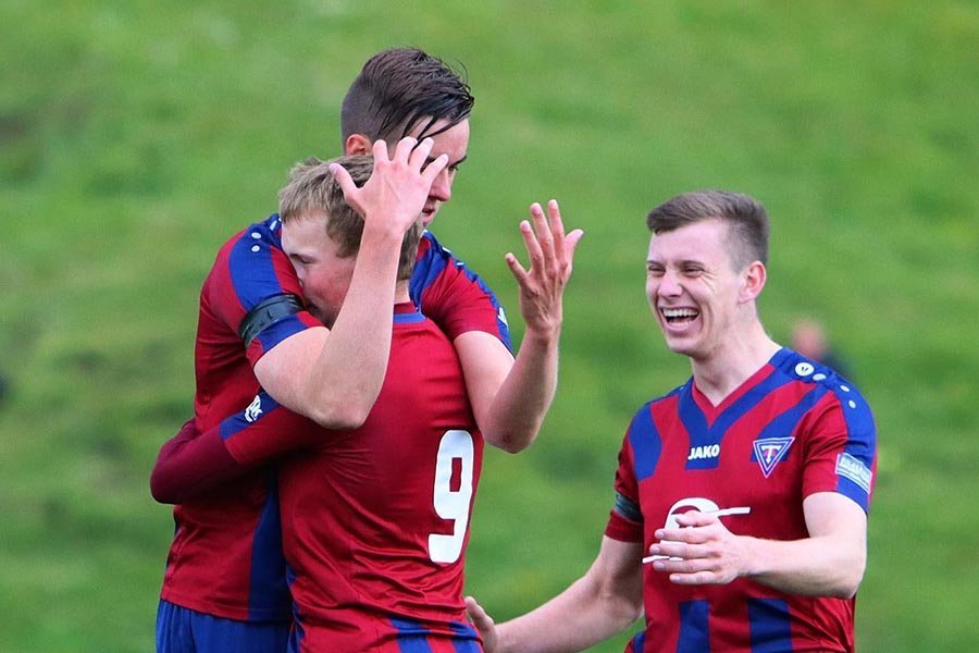 Konni og Luke með Covid-fagn. Fordy sáttur. MYND: ÓAB