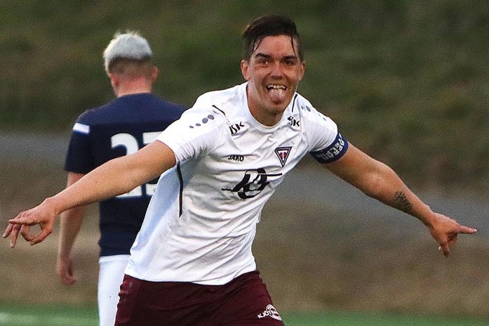 Konni skorar og hefur mögulega endurtekið þetta gamla góða fagn. MYND: ÓAB