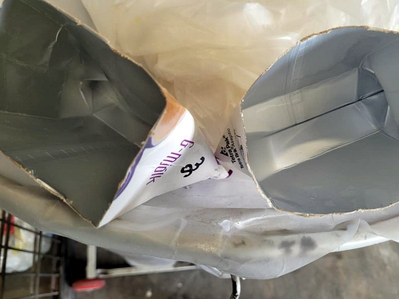 Vel þrifin G-mjólkurferna, tilbúin í grænu tunnuna. Mynd af FB-síðu Flokku.