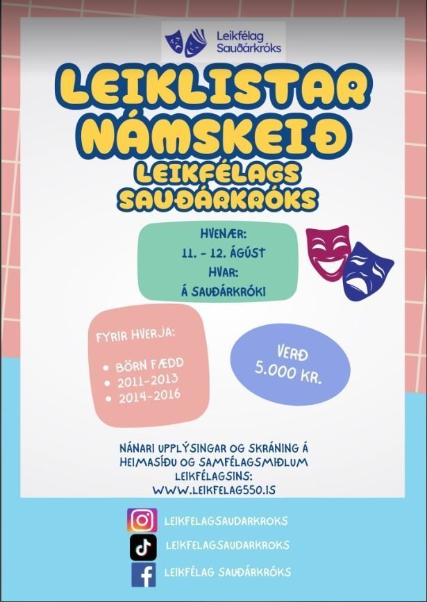 leiklistarnámskeið fyrir börn.