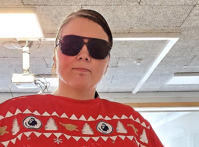 Eydís Ósk heldur með Arsenal en það fer ekki á milli máli þegar myndin hér að neðan er skoðið. AÐSEND MYND