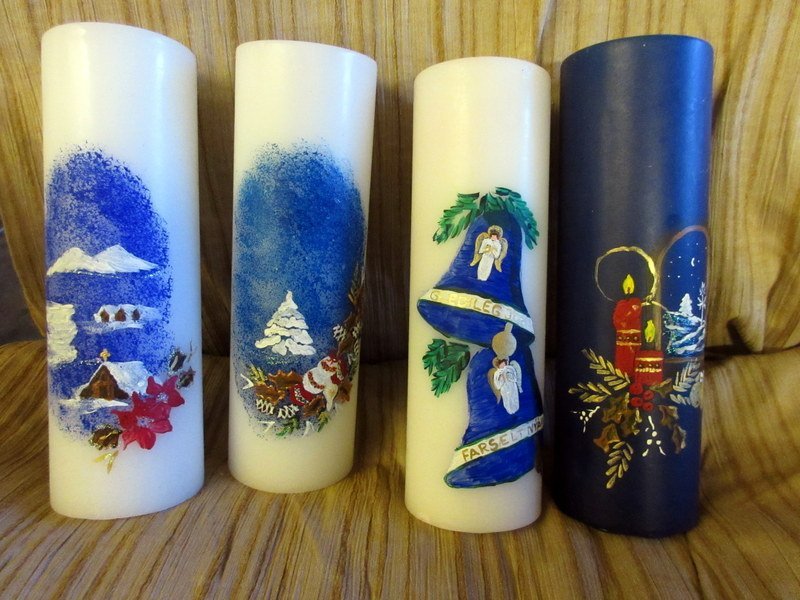 Meðal þess sem Dóra fæst við er að mála á kerti. Aðsend mynd