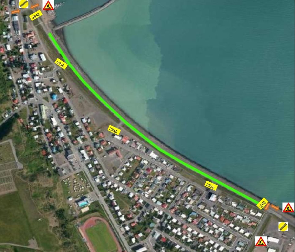 Strandgatan lokuð vegna Malbikunarframkvæmda