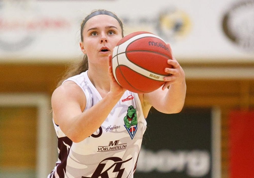 Maddie á vítalínunni fyrr í vetur. Hún tók tólf víti í gær en setti sjö niður. MYND: DAVÍÐ MÁR