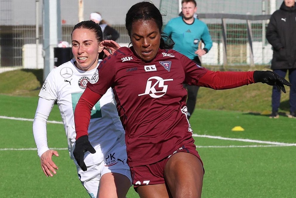 Makala Woods gerði fyrra mark Stólastúlkna í gær. Myndin er frá því fyrr í sumar. MYND: JÓI SIGMARS