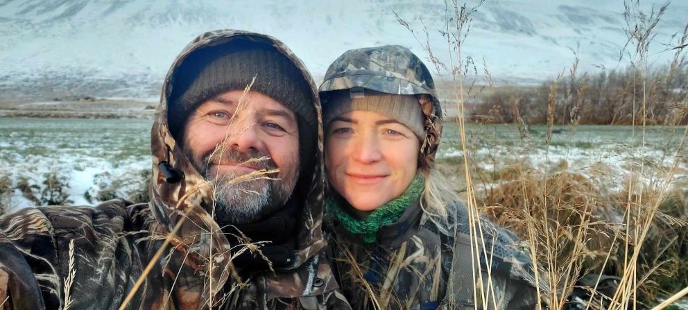 Guðbrandur Ægir og Guðrún úti í náttúrunni. AÐSEND MYND