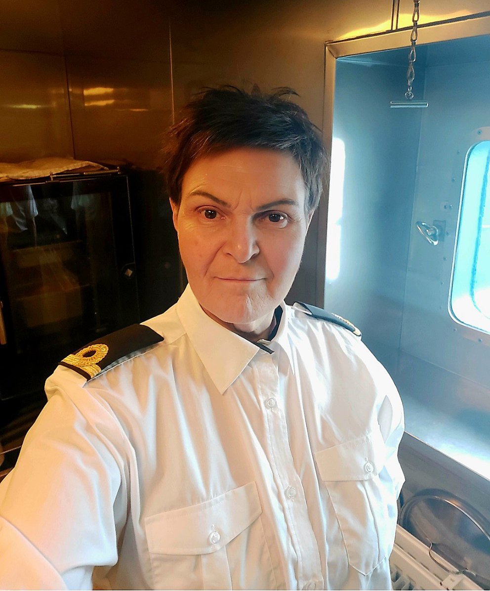 Arndís Brynja um borð. AÐSEND MYND