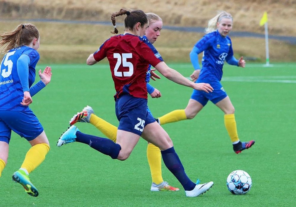 Mur með fjegur mörk í dag. Hér er hún á sprettinum í leik gegn Gróttu á dögunum. MYND: ÓAB