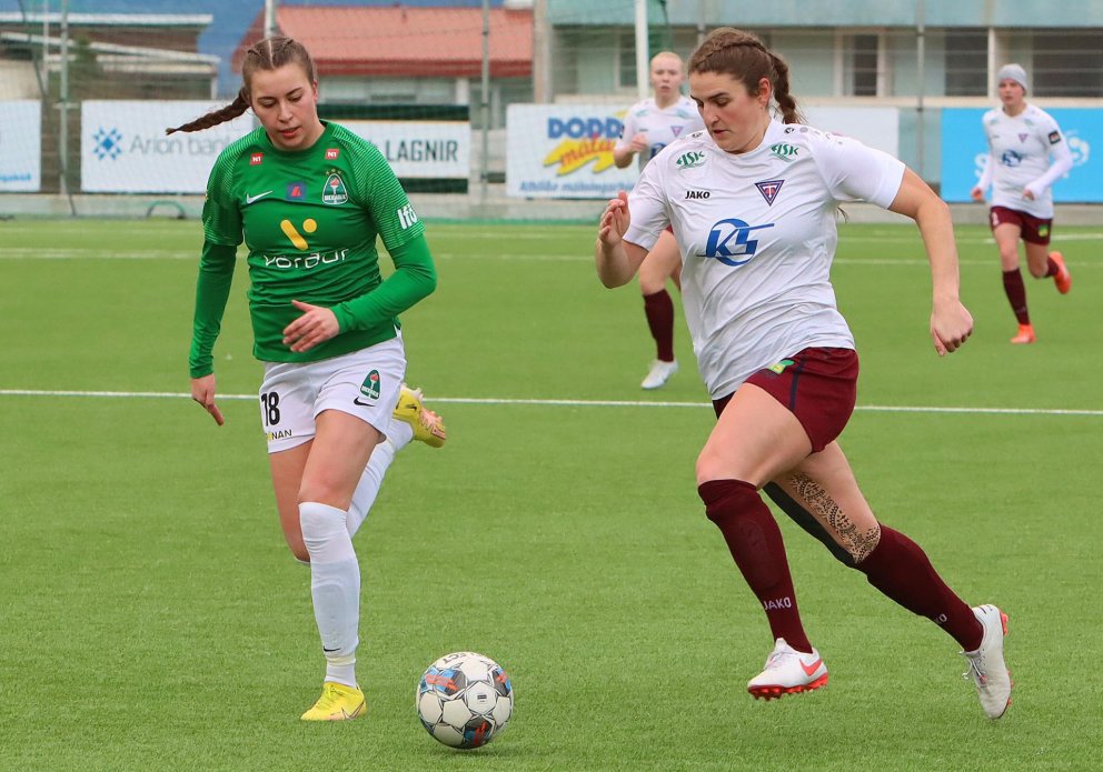 Murr komin á ferðina að nýju. Þessi mynd er frá því í leik gegnum Blikum á dögunum. MYND: ÓAB