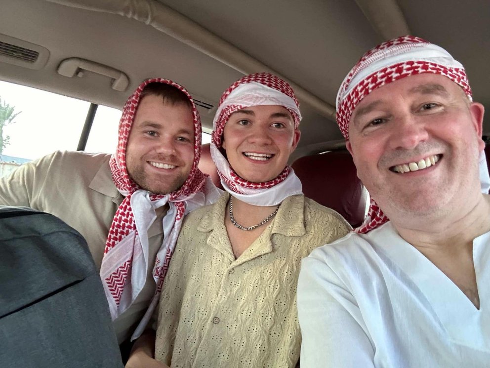 Óli Björn, Fannar Orri og Pétur Ingi í Arabíu. AÐSENDAR MYNDIR