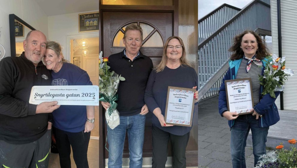 Hallbjörg Jónsdóttir og Sigurjón Ingólfsson, Ingibergur Guðmundsson og Signý Ósk Richter og Hrafnhildur Sigurðardóttir fyrir utan Salthús.