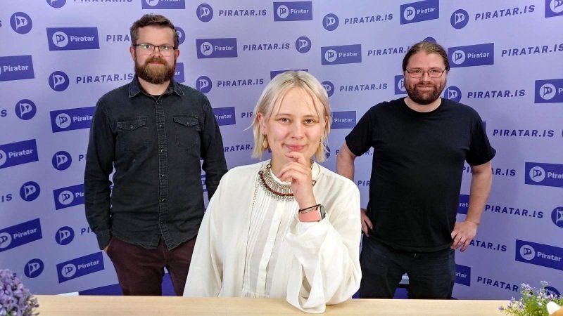 Ný framkvæmdastjórn Pírata. Frá vinstri: Björn Þór Jóhannesson, Gamithra Marga og Helgi Hrafn Gunnarsson. Aðsend mynd.