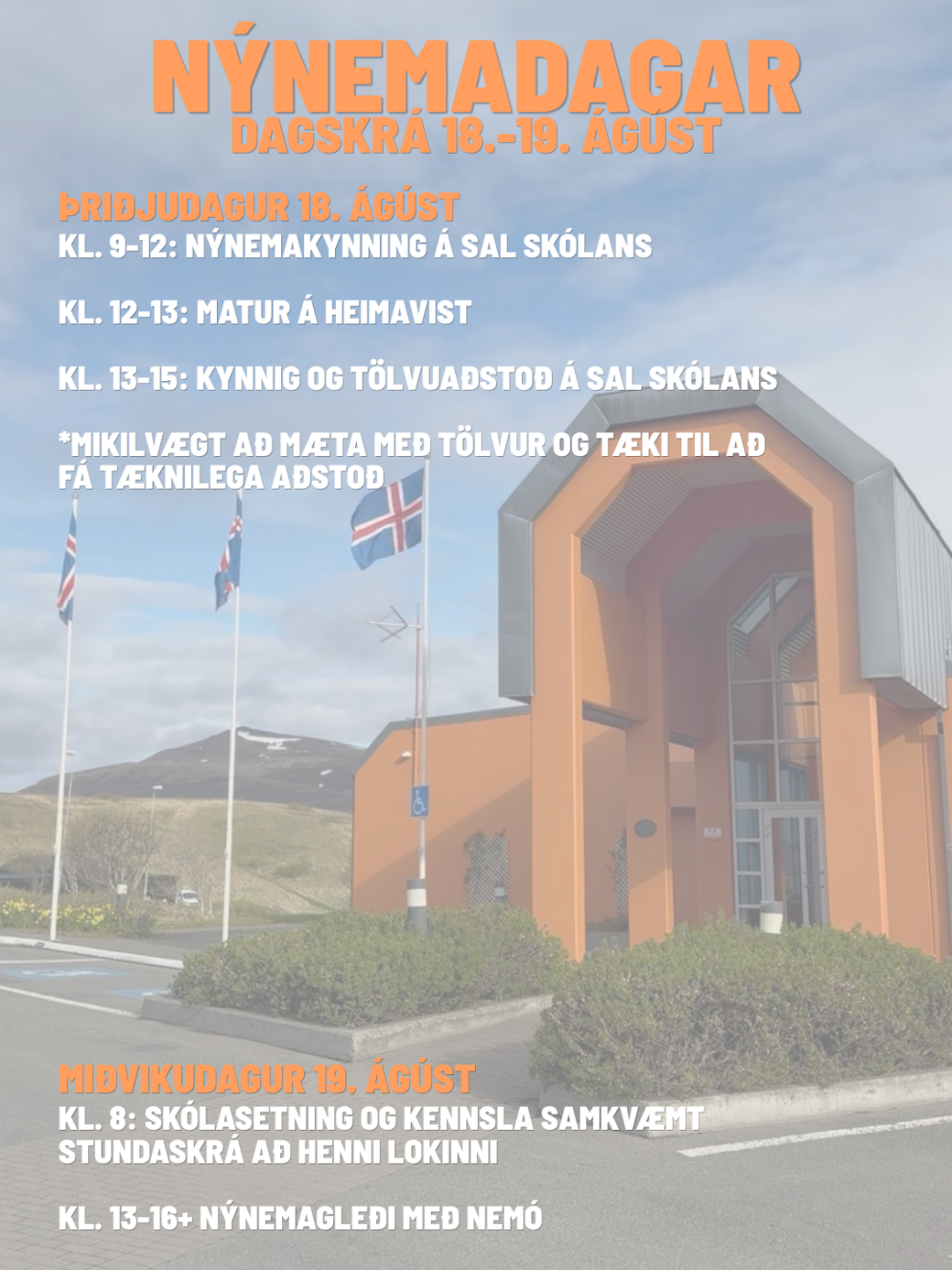 Dagsskrá nýnemadags. Mynd: fnv.is