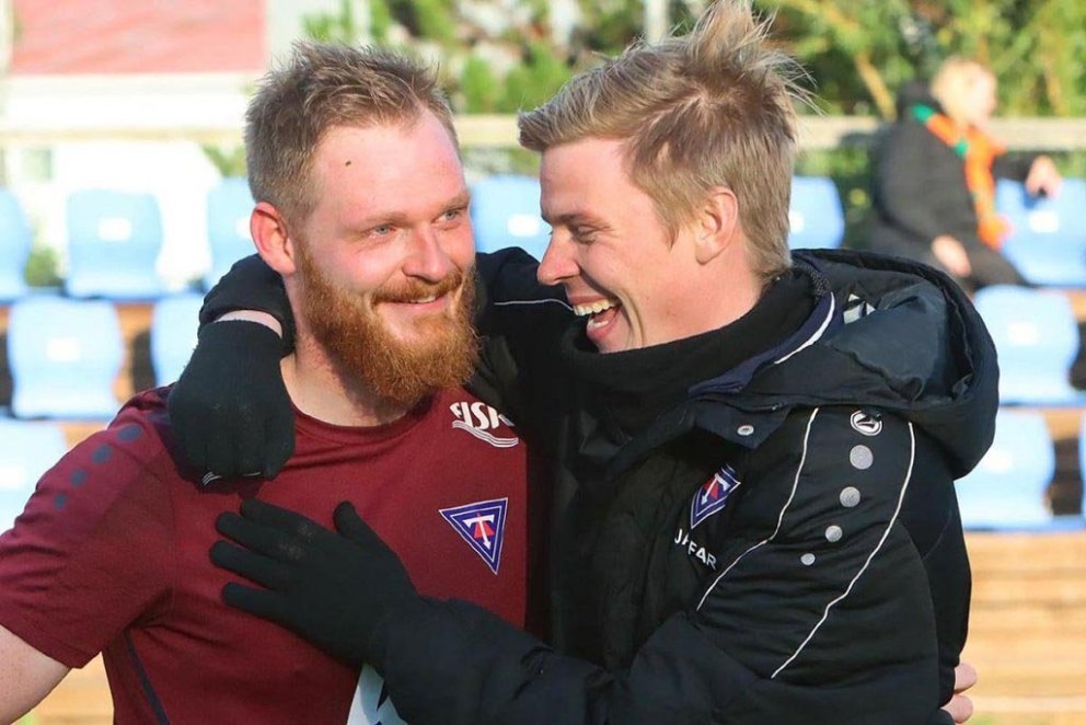 Óskar Smári til hægri ásamt félaga sínum Fannari Kolbeins á góðum degi á Sauðárkróksvelli. MYND: ÓAB