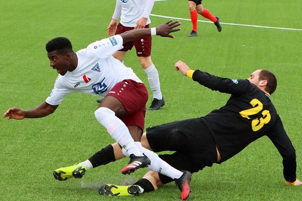 Isaac Owusu gerði fyrsta mark Stólanna í leiknum. Hér er hann í leik gegn Kormáki/Hvöt. MYND: ÓAB