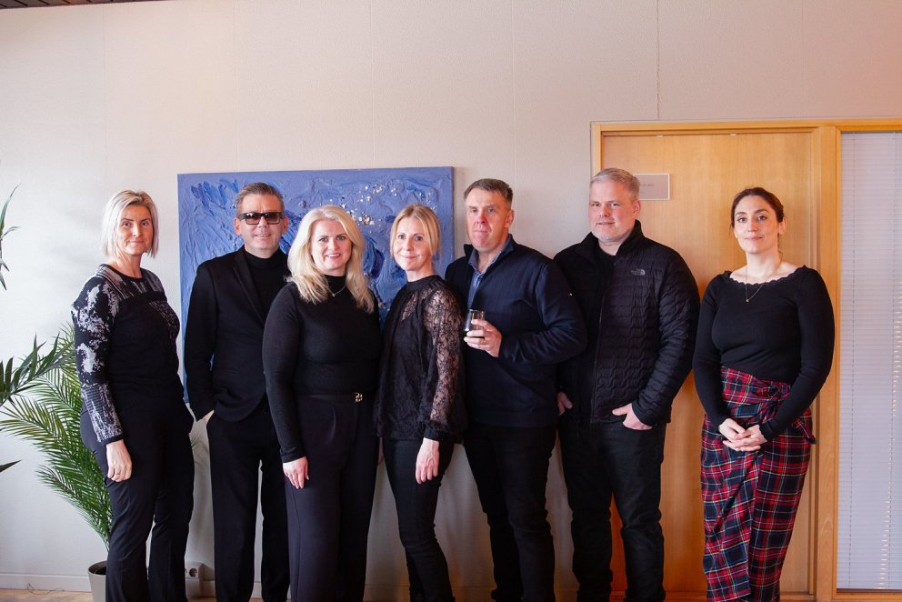 Peta, Tómas, Marinella, Erla, Halldór Oddviti Skagastranda og stjórnarformaður Byggðastofnunar, Arna, og Alexsandra sveitarstjóri. MYNDIR AÐSENDAR