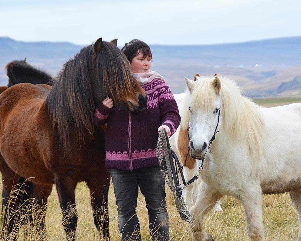 Evelyn með góðum vinum. AÐSEND MYND