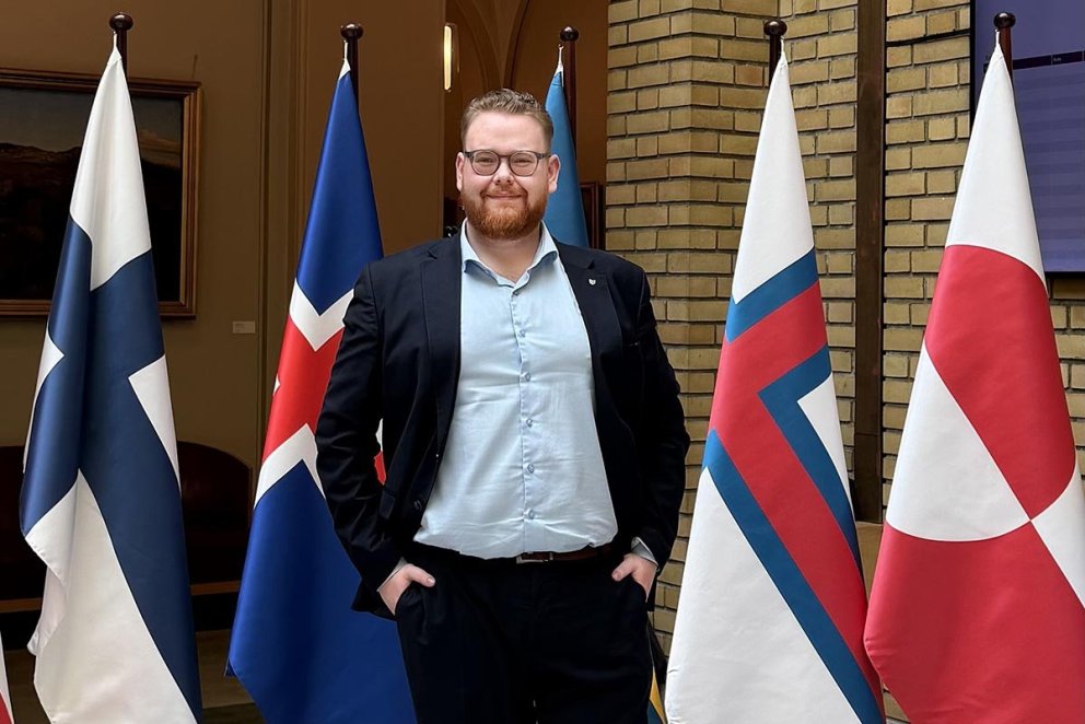 Gunnar á fundi Norðurlandaráðs í Osló í apríl en hann er varamaður í stjórn Norðurlandaráðs ungmenna og var á þeirra vegum.  MYND AÐSEND.