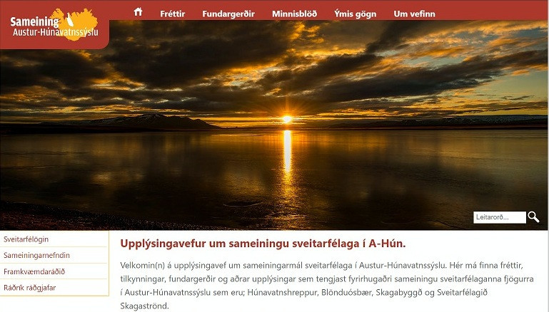 Skjámynd af sameining.huni.is. Myndirnar efst á síðunni tók Höskuldur B. Erlingsson.