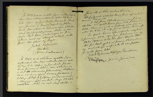 Sýnishorn úr fornri sáttabók. SKJÁSKOT