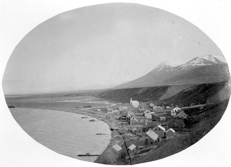 Byggð að myndast undir Nöfum. Sauðárkrókur árið 1898 (HSk).