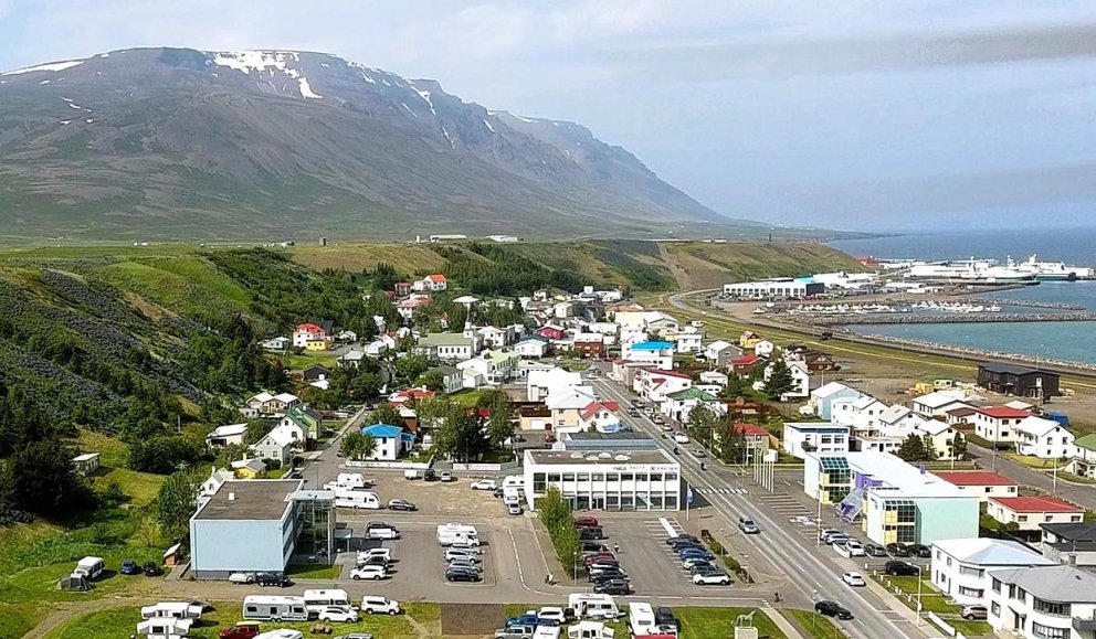 Séð yfir gamla bæinn á Sauðárkróki. Faxatorg er fyrir miðri mynd. MYND HINIR SÖMU