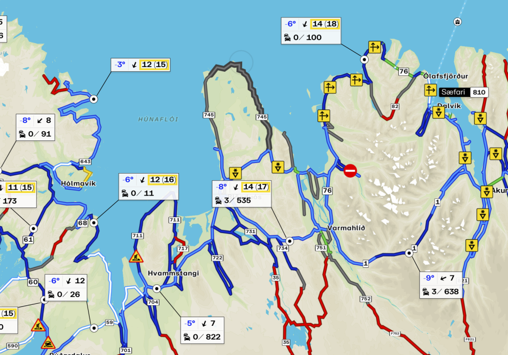 Færðin á Norðurlandi nú um klukkan ellefu í kvöld: SKJÁSKOT