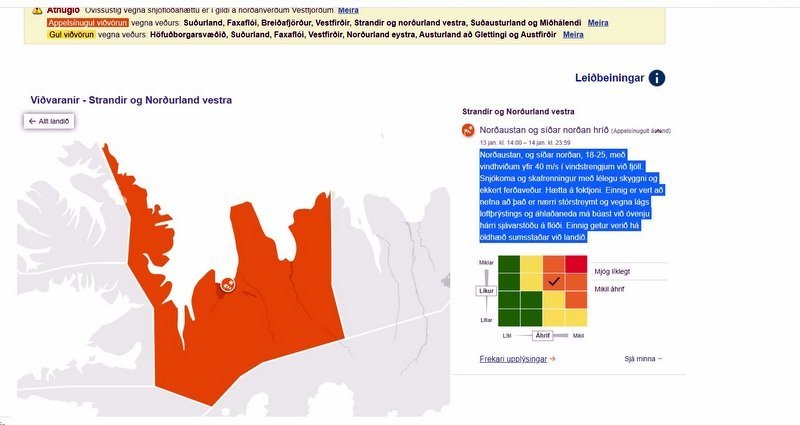 Appelsínugul viðvörun