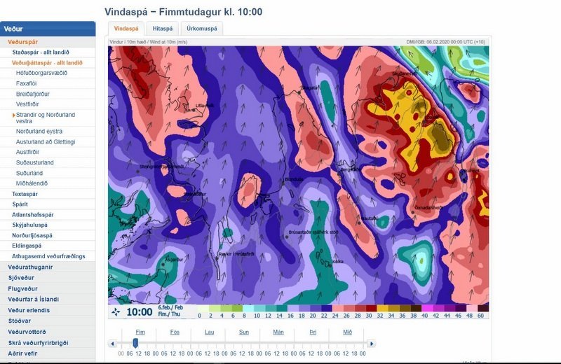 Vindaspá fyrir Norðurland vestra kl. 10:00 í dag. Skjáskot af vef Veðurstofu Íslands.