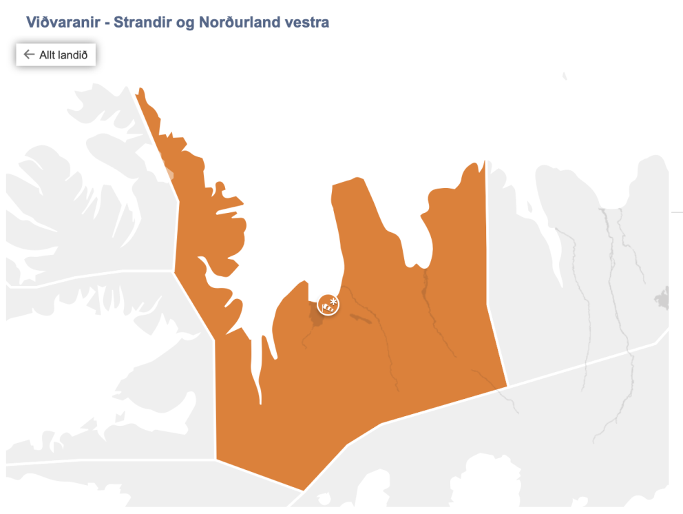 Gult varð appelsínugult. MYND VEÐURSTOFAN