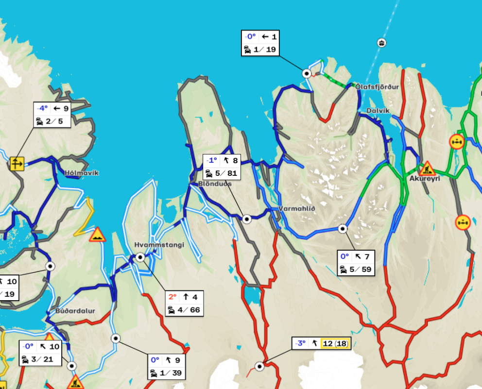 Svona var færðin um kl. 9 í morgun. SKJÁSOT AF UMFERÐIN.IS