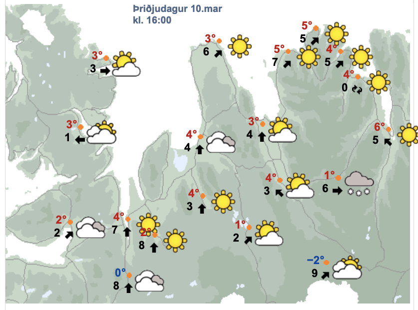 Veðurspáin fyrir daginn í dag er með ágætum. SKJÁSKOT AF VeF VEÐURSTOFUNNAR