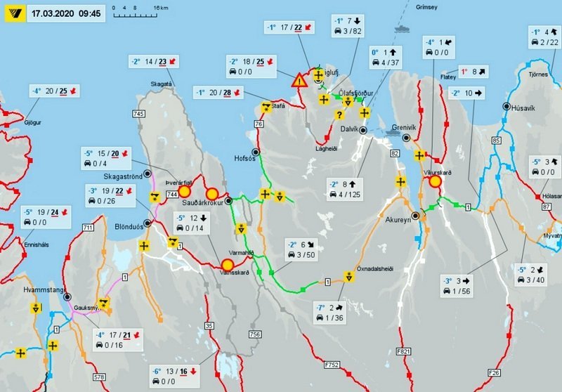 Skjáskot af vef Vegagerðarinnar kl. 9:45 í dag.