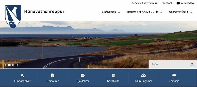 Skjáskot af nýrri heimasíðu Húnavatnshrepps.