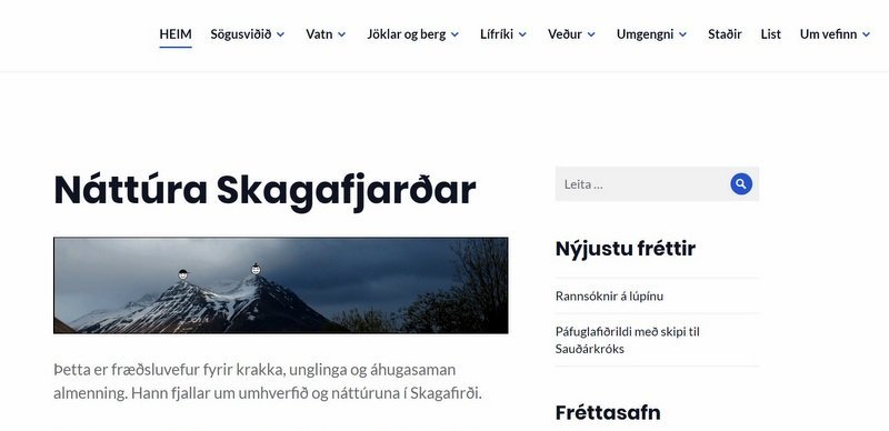 Skjáskot af forsíðu vefsins.