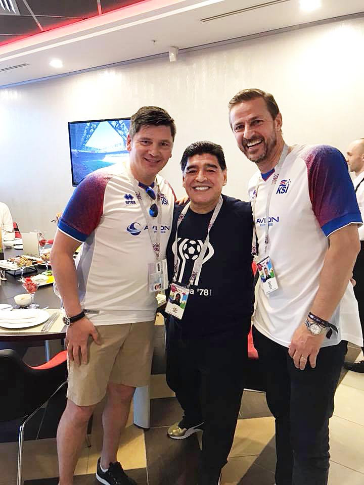 Siggi, Diego og Jolli í góðum gír í Moskvu. MYND AF FACEBOOK