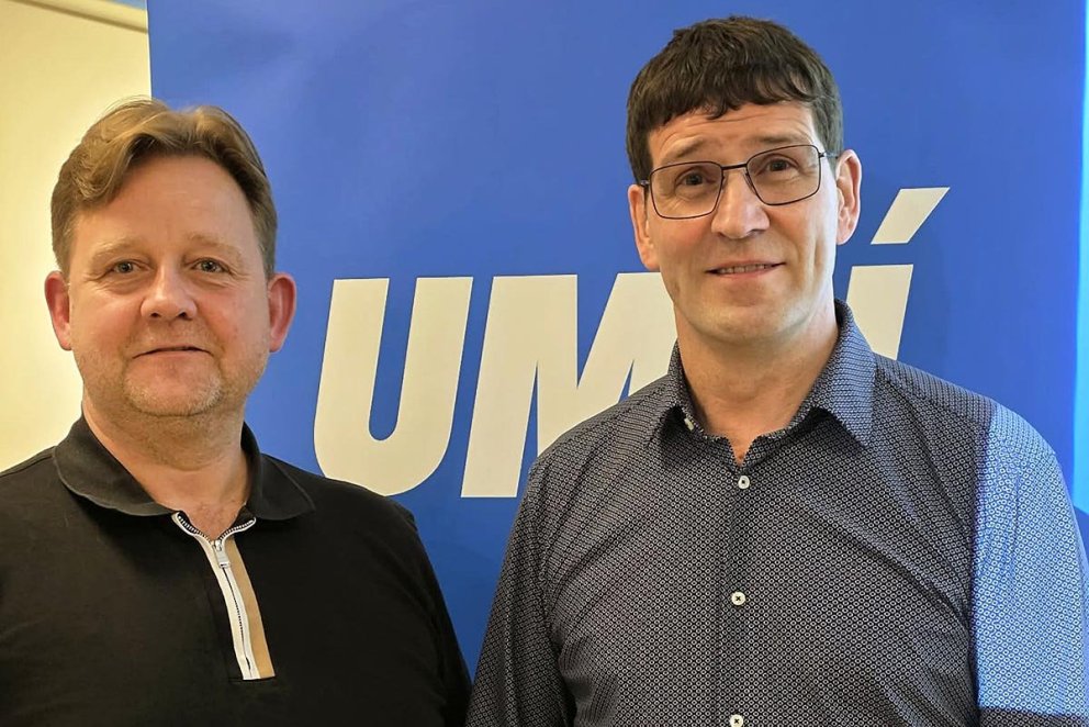 Sigurður Bjarni ásamt Gunnari Þór Gestssyni formanni UMSS. MYND: ÓMAR BRAGI