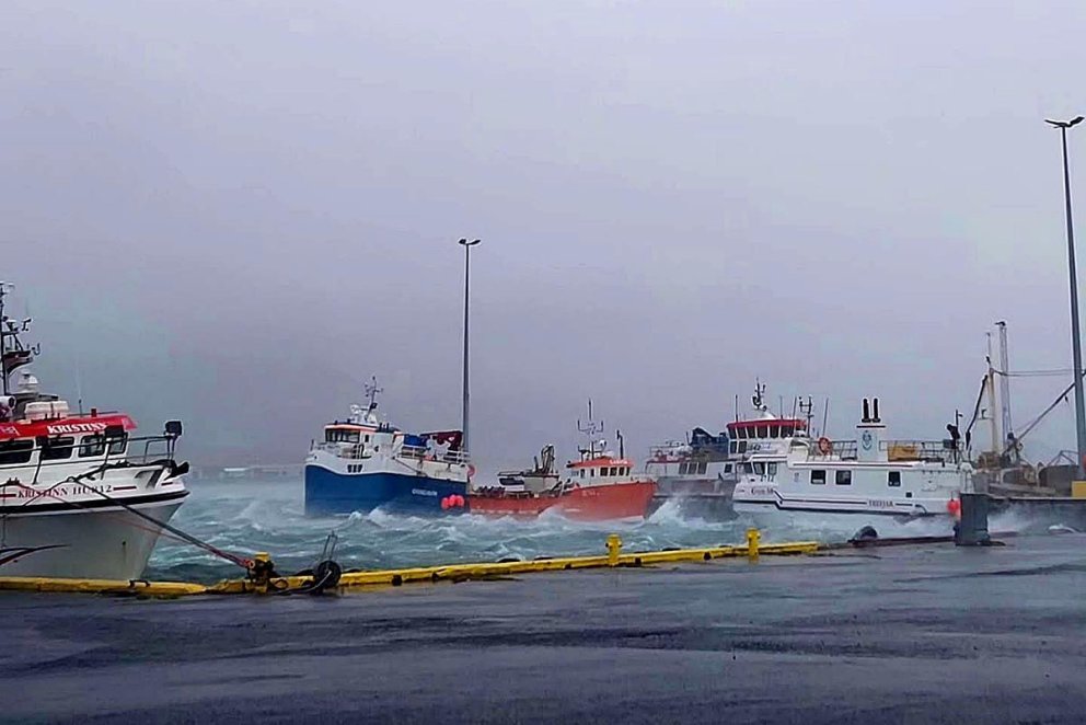 það pusaði talsvert við Skagastrandarhöfn. Mynd: Af Facebook