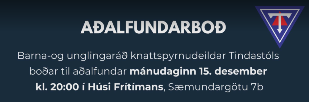 Aðalfundur Barna- og unglingaráðs knattspyrnudeildar Tindastóls mánudaginn 15. desember