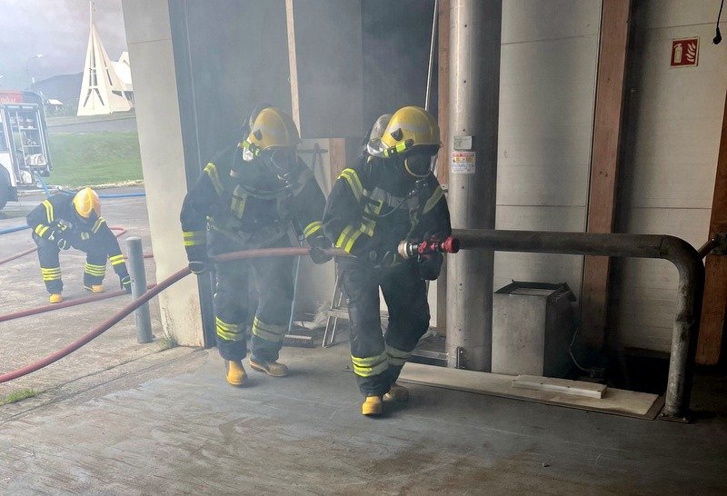 Frá æfingu Slökkviliðs Skagastrandar. Mynd af Facebooksíðu.