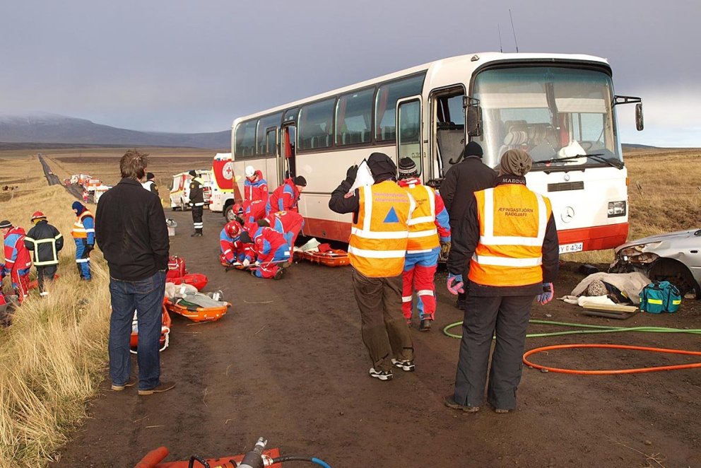 Frá eldri hópslysaæfingu. MYND AF VEF LNV