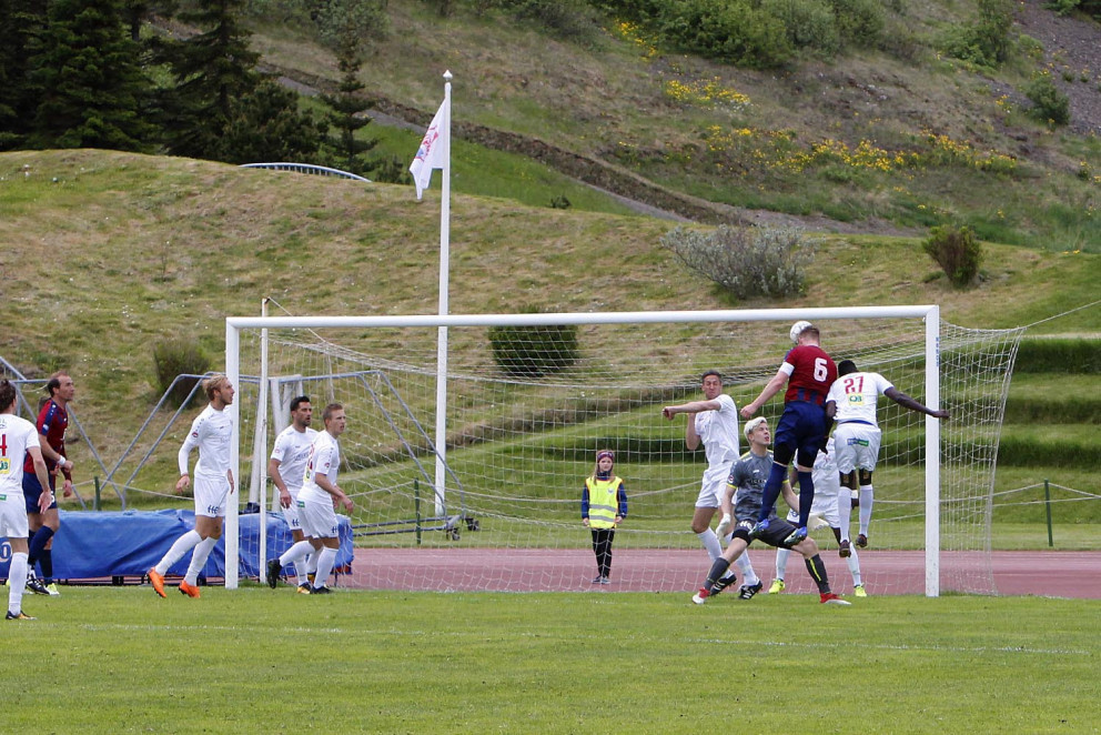 Fannar Kolbeins gerir annað mark sitt í leiknum snemma í síðari hálfleik. MYND: ÓAB