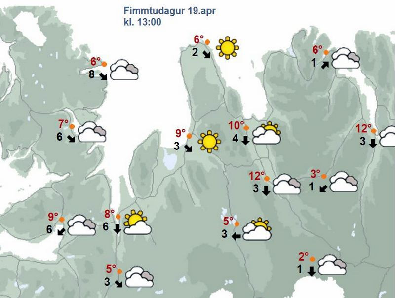 Það ætti að vera ágætis veður í dag á Norðurlandi vestra. Skjáskot af vedur.is.