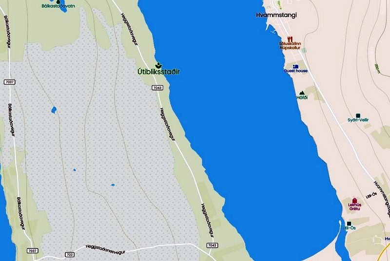 Útibliksstaðir eru á austanverðu Heggstaðanesi í Miðfirði, gegnt Hvammstanga. Mynd: mapcarta.com